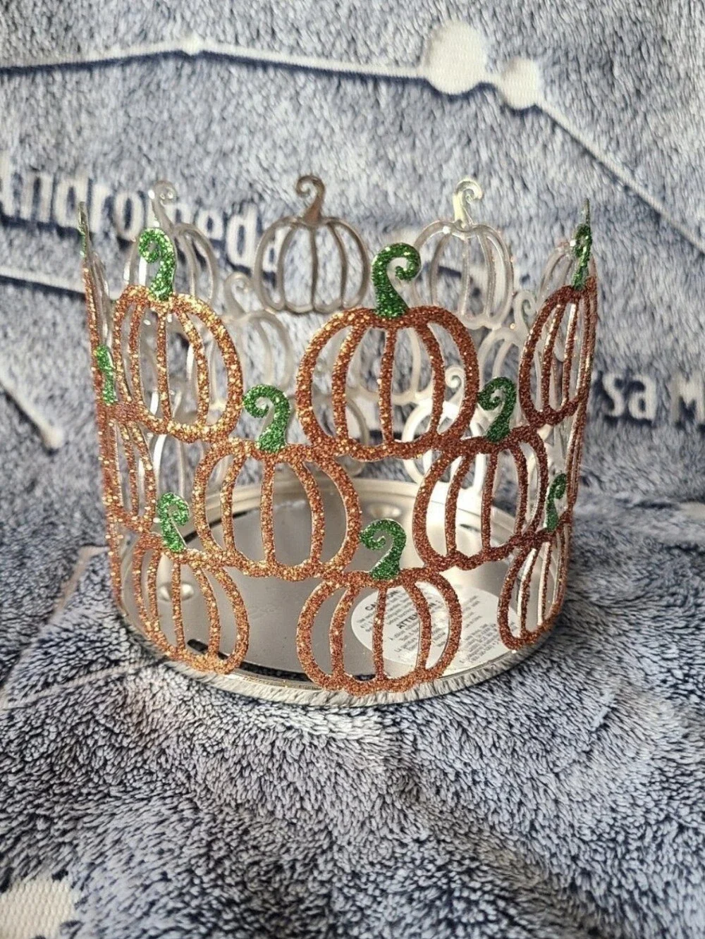 Bath & Body Works Glitter Pumpkin Tea Light Holder - Orange and Green